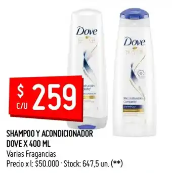 Changomas Dove Shampoo y Acondicionador x 400 ml oferta