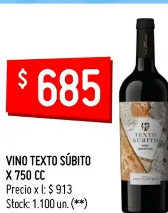 Changomas Vino Texto Súbito x 750 cc oferta