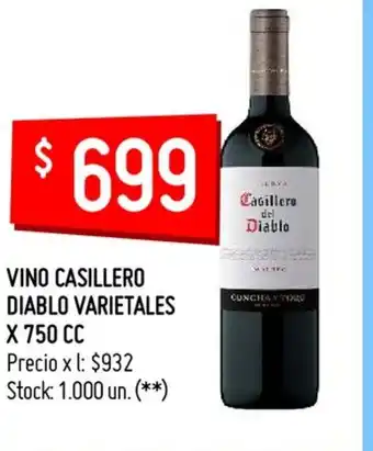 Changomas Vino Casillero Diablo Varietales x 750 cc oferta