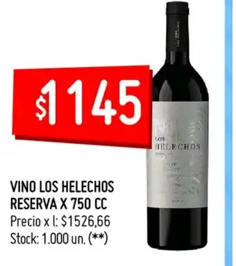Changomas Vino Los Helechos Reserva x 750 cc oferta