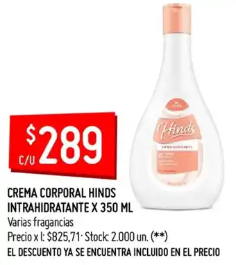 Changomas Hinds Crema Corporal Intrahidratante x 350 ml oferta