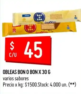 Changomas Bon O Bon Obleas x 30 g oferta
