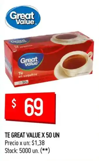 Changomas Te Great Value x 50 un oferta