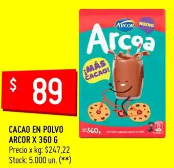 Changomas Arcor Cacao en Polvo x 360 g oferta