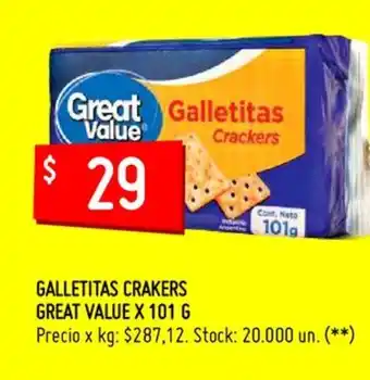 Changomas Galletitas Crackers Great Value x 101 g oferta