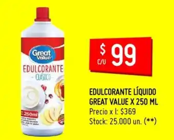 Changomas Edulcorante Líquido Great Value x 250 ml oferta