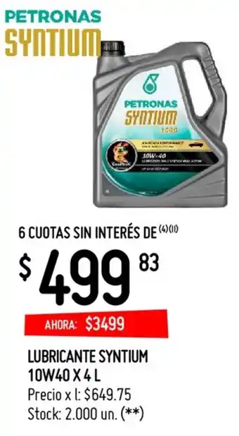 Changomas Petronas Syntium Lubricante Syntium 10W40 X 4L oferta