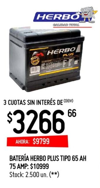 Changomas Batería Herbo Plus Tipo 65 AH oferta
