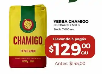 Super MAMI Yerba Chamigo con palos x 500 g oferta