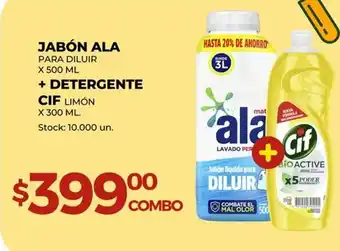 Super MAMI Jabón Ala para Diluir x 500 ml + Detergente Cif Limón x 300 ml oferta