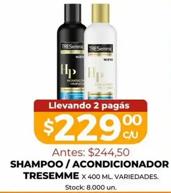Tresemme Shampoo/Acondicionador x 400 ml