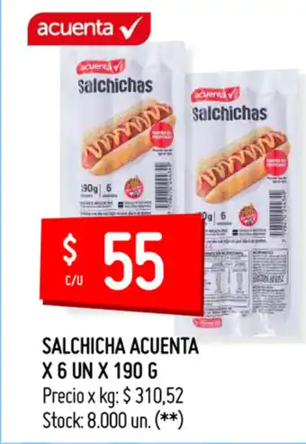 Acuenta Salchicha x 6 un x 190 g