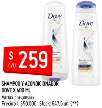 Walmart Dove Shampoo y Acondicionador x 400 ml oferta
