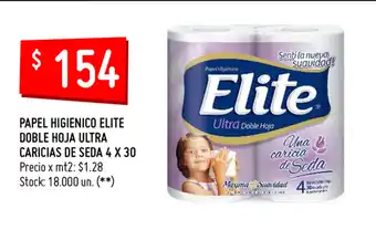 Walmart Elite Papel Higienico Doble Hoja Ultra Caricias De Seda 4 x 30 oferta