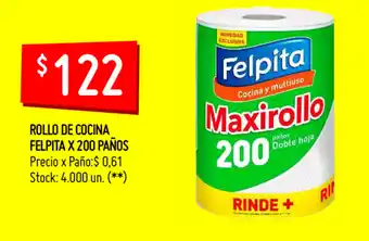 Walmart Felpita Rollo De Cocina x 200 Paños oferta