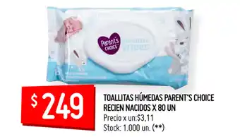Walmart Toallitas Húmedas Parent's Choice Recien Nacidos x 80 UN oferta