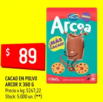 Walmart Arcor Cacao en Polvo x 360 g oferta