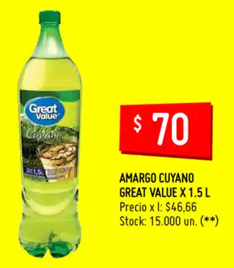 Walmart Amargo Cuyano Great Value x 1.5 l oferta