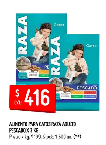 Walmart Raza Alimento para Gatos Adulto Pescado x 3 kg oferta
