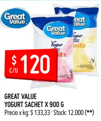 Walmart Great Value Yogurt Sachet x 900 g oferta