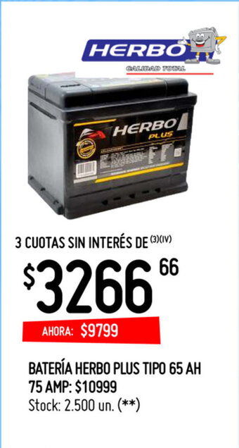 Walmart Batería Herbo Plus Tipo 65 AH oferta
