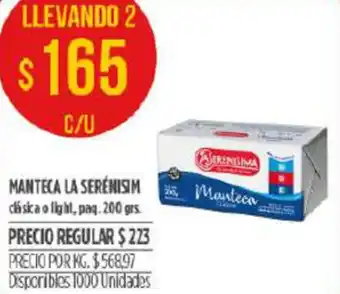 Supermercados Vea La Serénisim Manteca 200 grs oferta