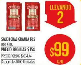 Supermercados Vea Granja Iris Salchichas 6 un oferta