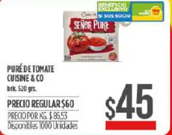 Supermercados Vea Cuisine & Co Puré De Tomate 520 grs oferta