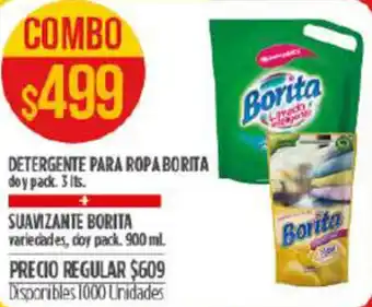 Supermercados Vea Borita Detergente Para Ropa 3 lts + Suavizante Borita 900 ml oferta