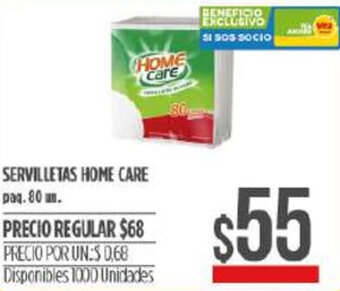 Supermercados Vea Home Care Servilletas 80 un oferta