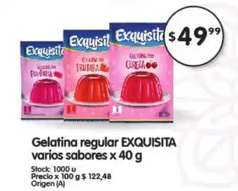 Supermercados Buenos Días Exquisita Gelatina regular varios sabores x 40g oferta