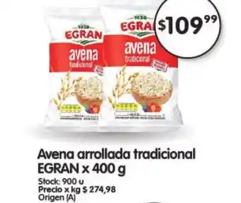 Supermercados Buenos Días Egran avena arrollada tradicional x 400g oferta
