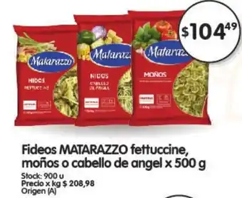 Supermercados Buenos Días Matarazzo Fideos fettuchine moños o cabello de angel x 500g oferta
