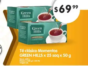 Supermercados Buenos Días Green Hills Té clásico Momentos x 25saq x 50g oferta