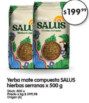 Supermercados Buenos Días Salus hierbas serranas Yerba Mate compuesta x 500g oferta