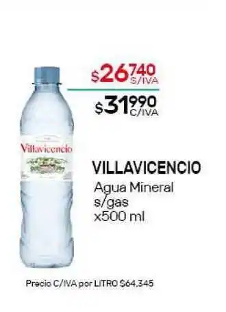 Nini Mayorista Villavicencio Agua Mineral s/gas x500 ml oferta