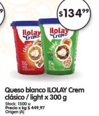 Supermercados Buenos Días Ilolay Crem clásico Queso blanco x 300g oferta