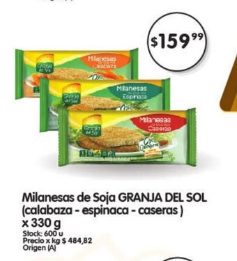 Supermercados Buenos Días Granja Del Sol Milanesas de soja x 330g oferta