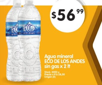 Supermercados Buenos Días Eco De Los Andes Agua Mineral sin gas x 2lt oferta