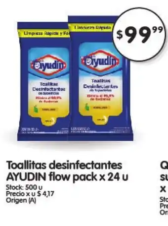 Supermercados Buenos Días Ayudin Toallitas desinfectantes flow pack x 24u oferta