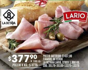 Coto FIAMBRE DE CERDO LA OCTAVA/LARIO X 100G oferta