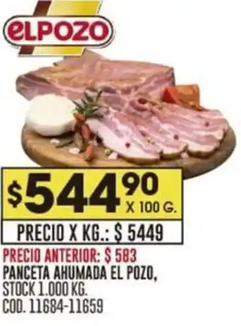 Coto PANCETA AHUMADA EL POZO X 100G oferta