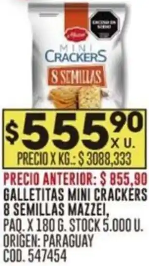 Coto GALLETITAS MINI CRACKERS 8 SEMILLAS MAZZEI PAQ X 180G oferta