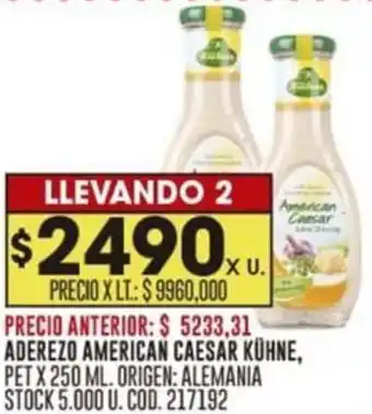 Coto ADEREZO AMERICAN CAESAR KÜHNE PET X 250ML oferta
