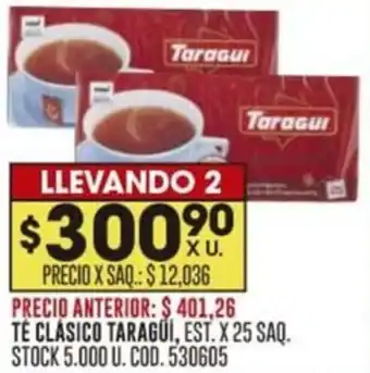 Coto TÉ CLÁSICO TARAGUÍ, EST. X 25 SAQ oferta