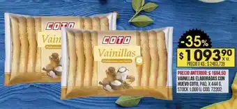 Coto VAINILLAS ELABORADAS CON HUEVO COTO, PAQ. X 444G oferta