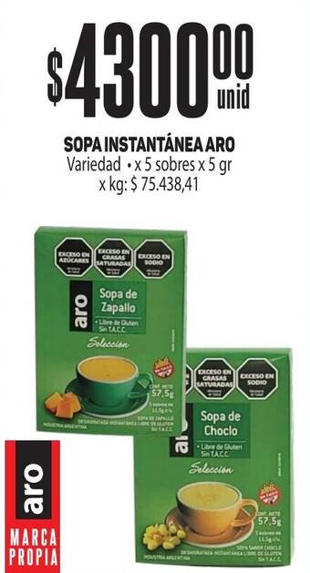 Makro SOPA INSTANTÁNEA ARO 5 sobres x 5gr oferta