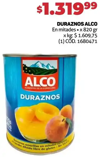 Makro DURAZNOS ALCO 820gr oferta