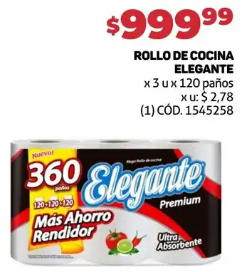 Makro ROLLO DE COCINA ELEGANTE x 3u x 120 paños oferta