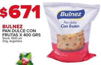 Carrefour Maxi BULNEZ PAN DULCE CON FRUTAS X 400 GRS oferta